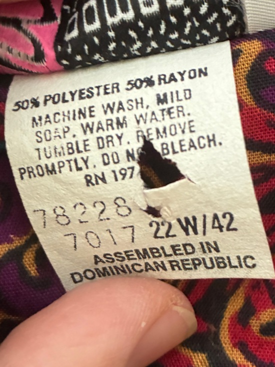 Vintage 90's Boomerang Vibrant Multicolor Paisley Button-Up Shirt Size 22W - Picture 8 of 8